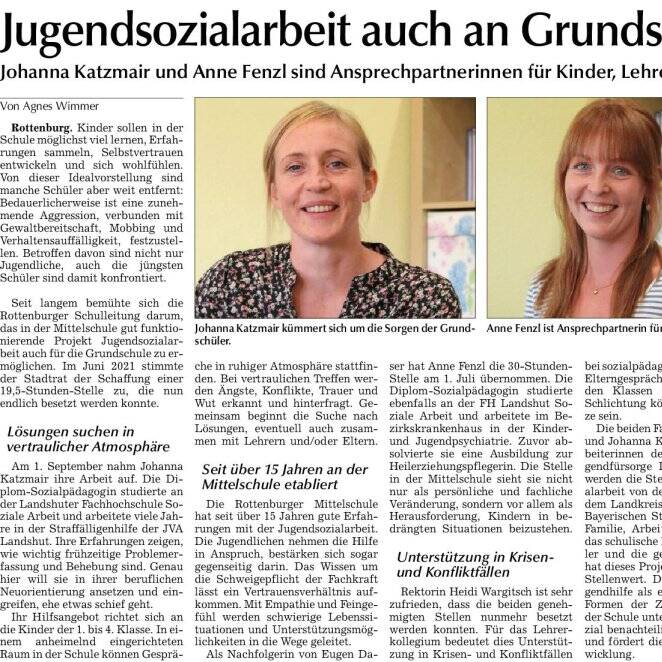 Jugendsozialarbeit auch an Grundschule